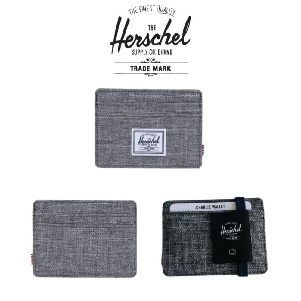 NWT - Herschel Supply Company Charlie Cardholder Wallet in Raven Crosshatch
